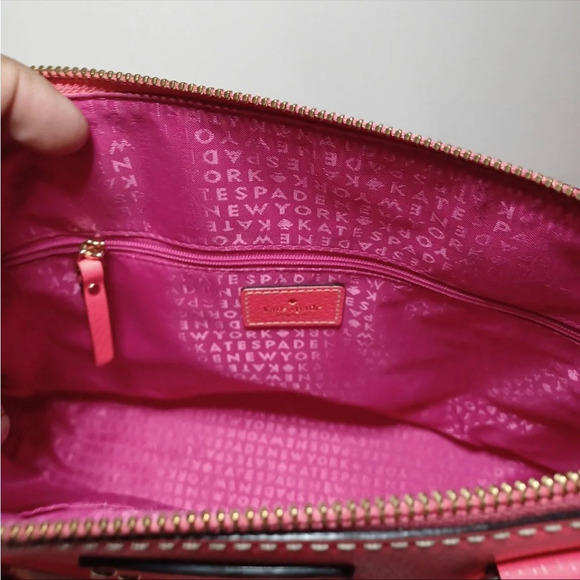 KATE SPADE Wellesly Rachelle Leather Satchel Bag Hot Pink Rose Crossbody Purse - Picture 7 of 11
